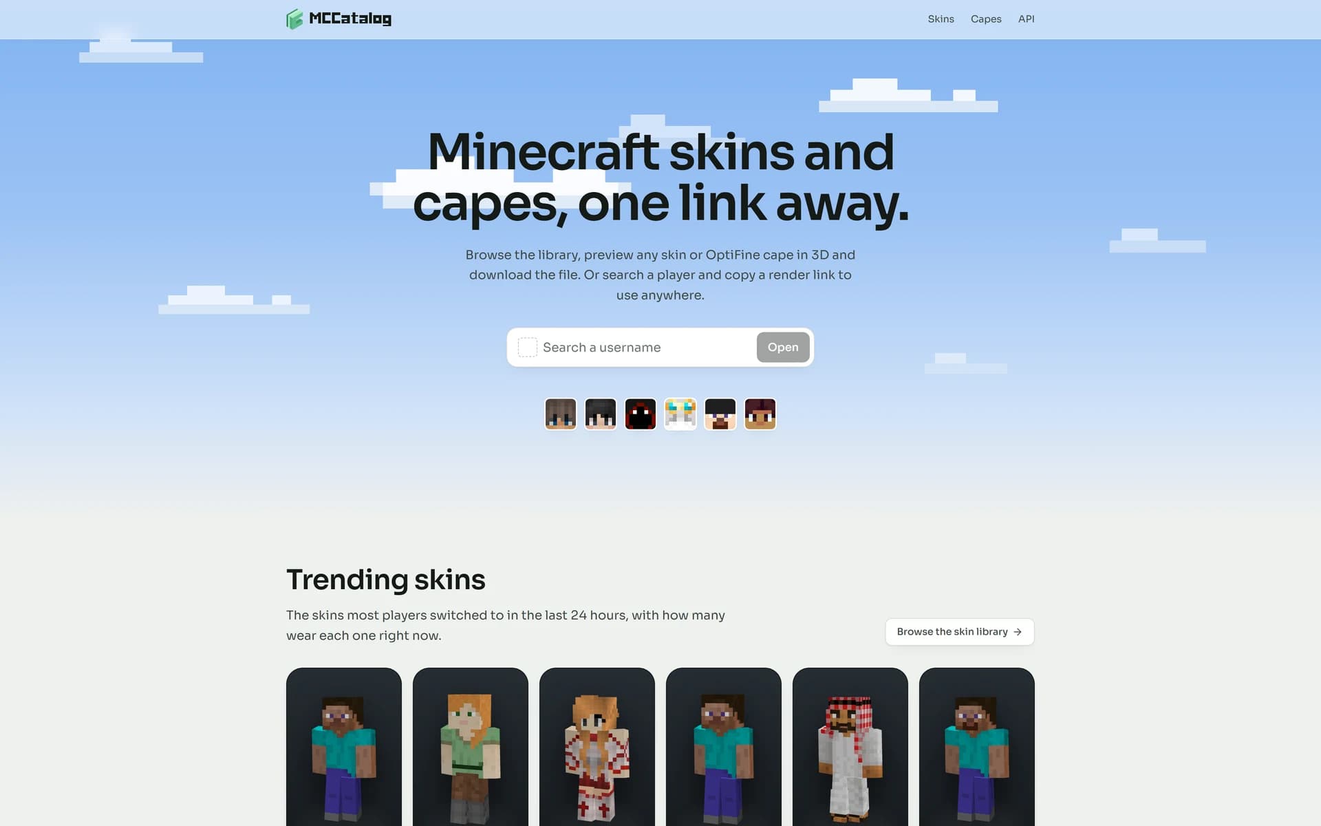The MCCatalog website